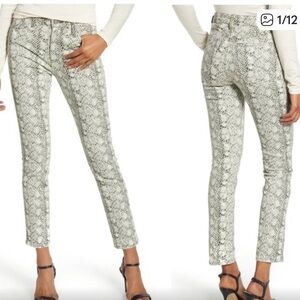 AG Adriano Goldschmied Black and White Snake Print Straight Leg Jeans